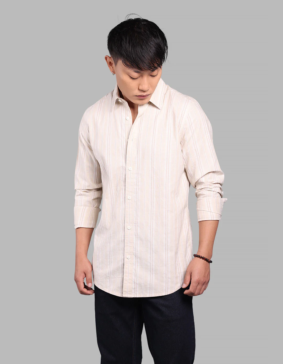 Lt Yellow 100% Cotton Full Sleeve Stripe Shirt - Image 3