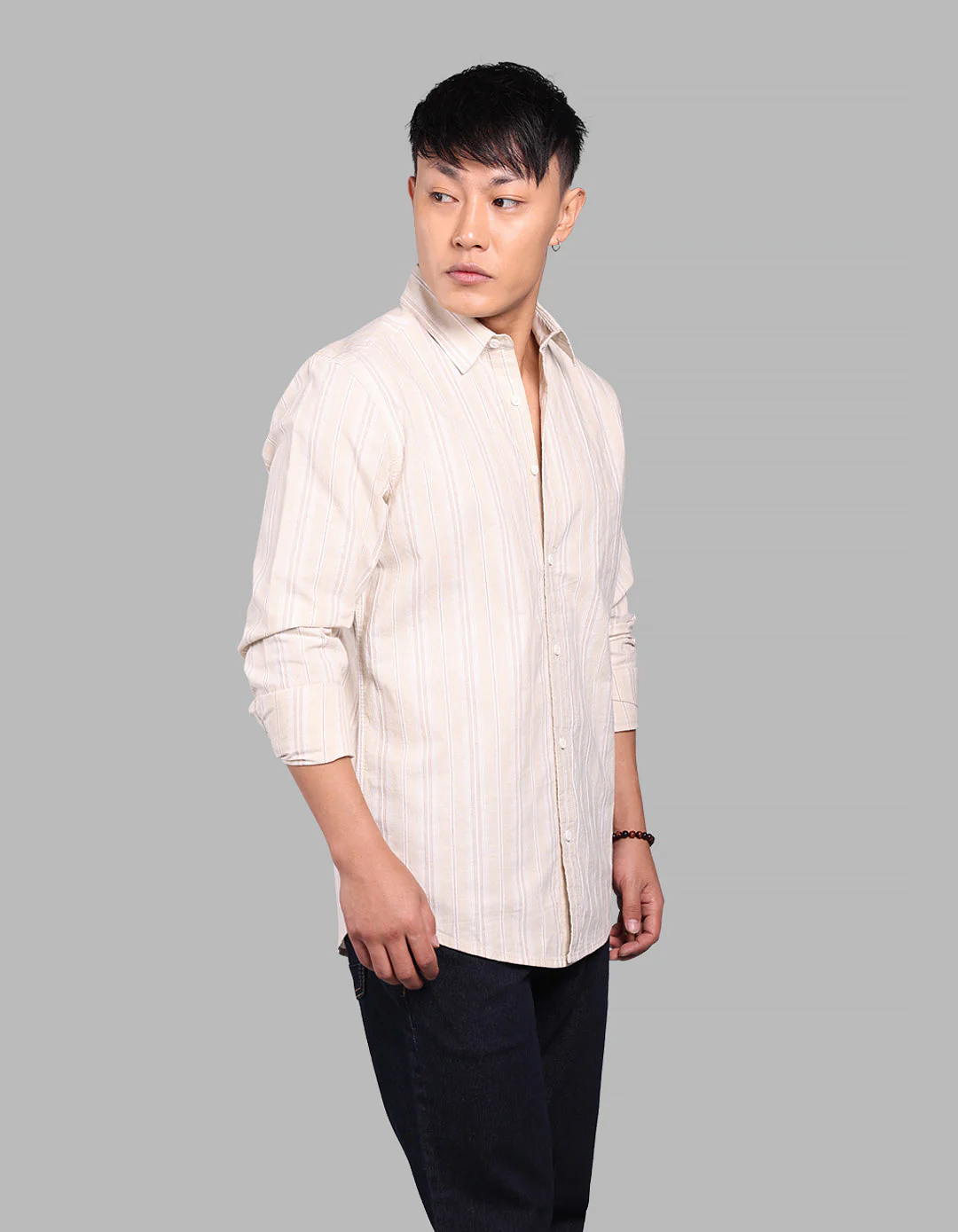 Lt Yellow 100% Cotton Full Sleeve Stripe Shirt - Image 5