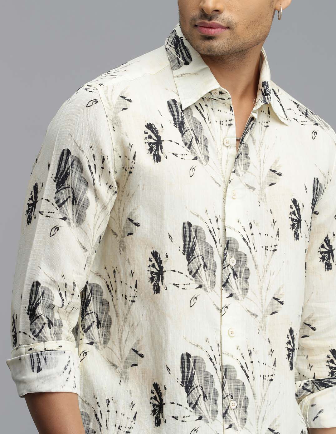 Lt Yellow Full Sleeves Printed Shirt - Image 6