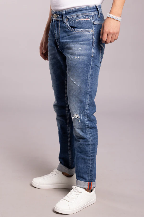 Med Blue 5 Pocket Low-Rise Ankle Length Jeans - Image 3