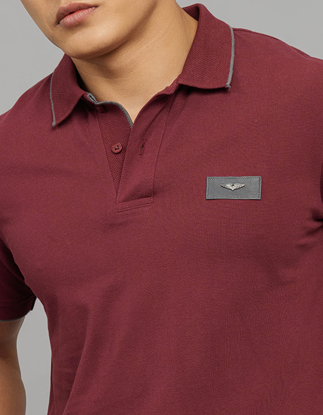 Maroon Half Sleeves Pique Polo Tee - Image 5