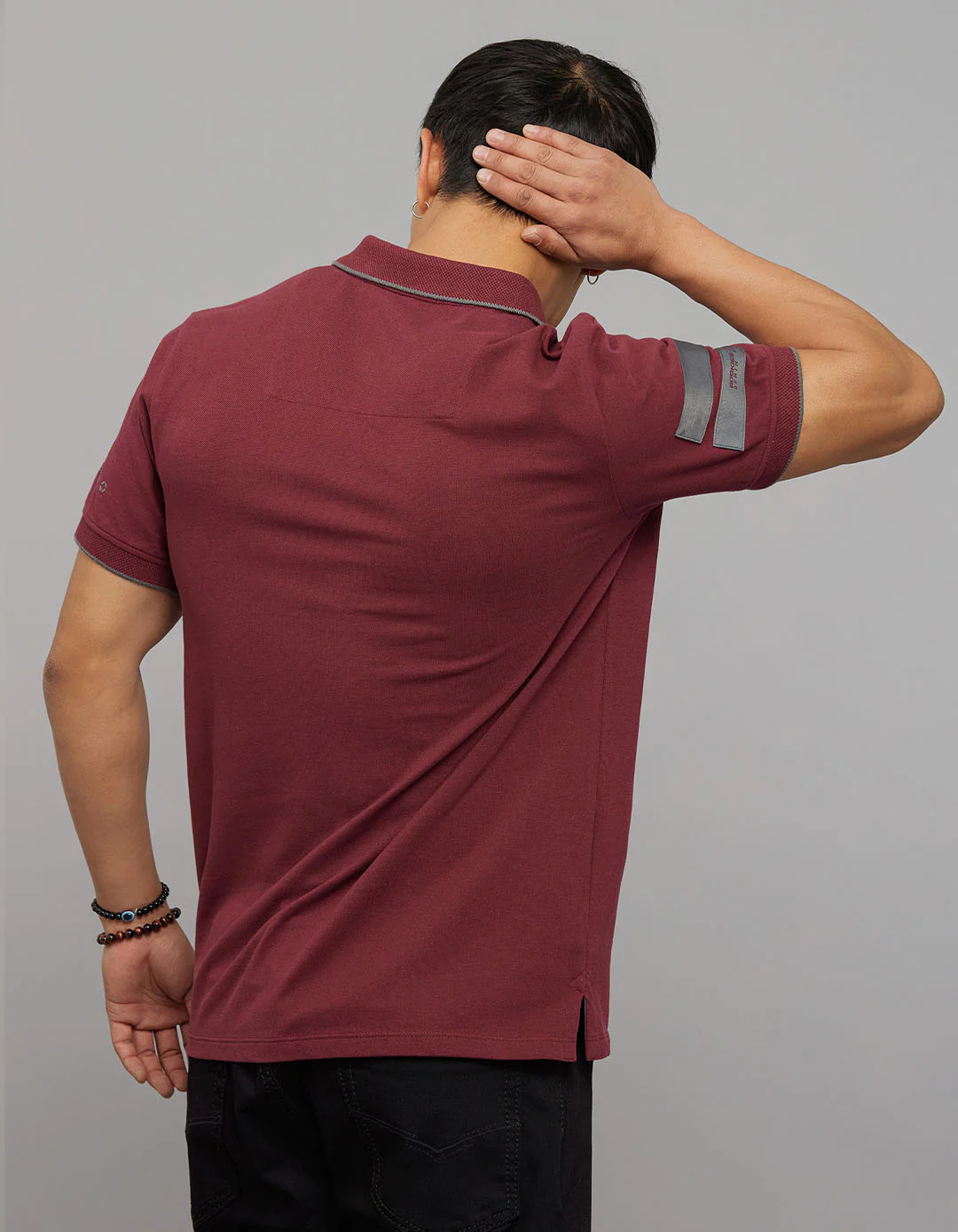 Maroon Half Sleeves Pique Polo Tee - Image 6
