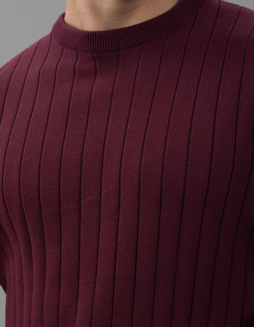 Maroon Round Neck Flatknit Tee - Image 5