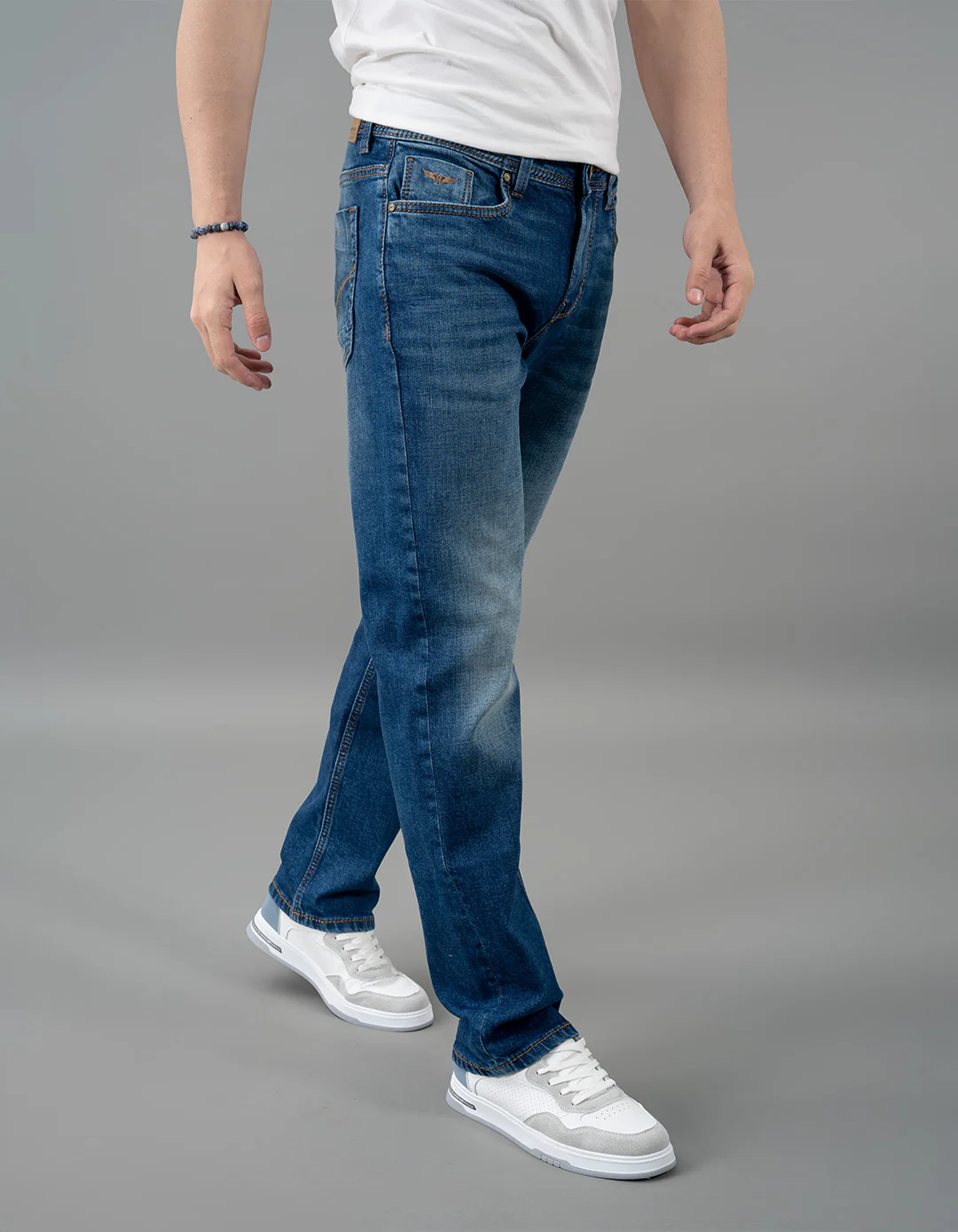 Med Blue 5 Pocket Midrise, Comfort And Straight Fit Jeans - Image 4