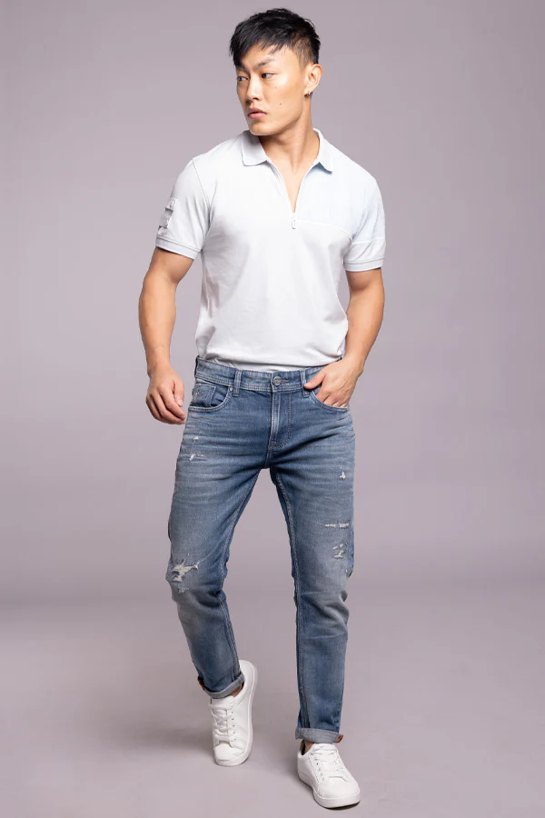 Med Blue 5 Pocket Low-Rise Ankle Length Jeans - Image 5