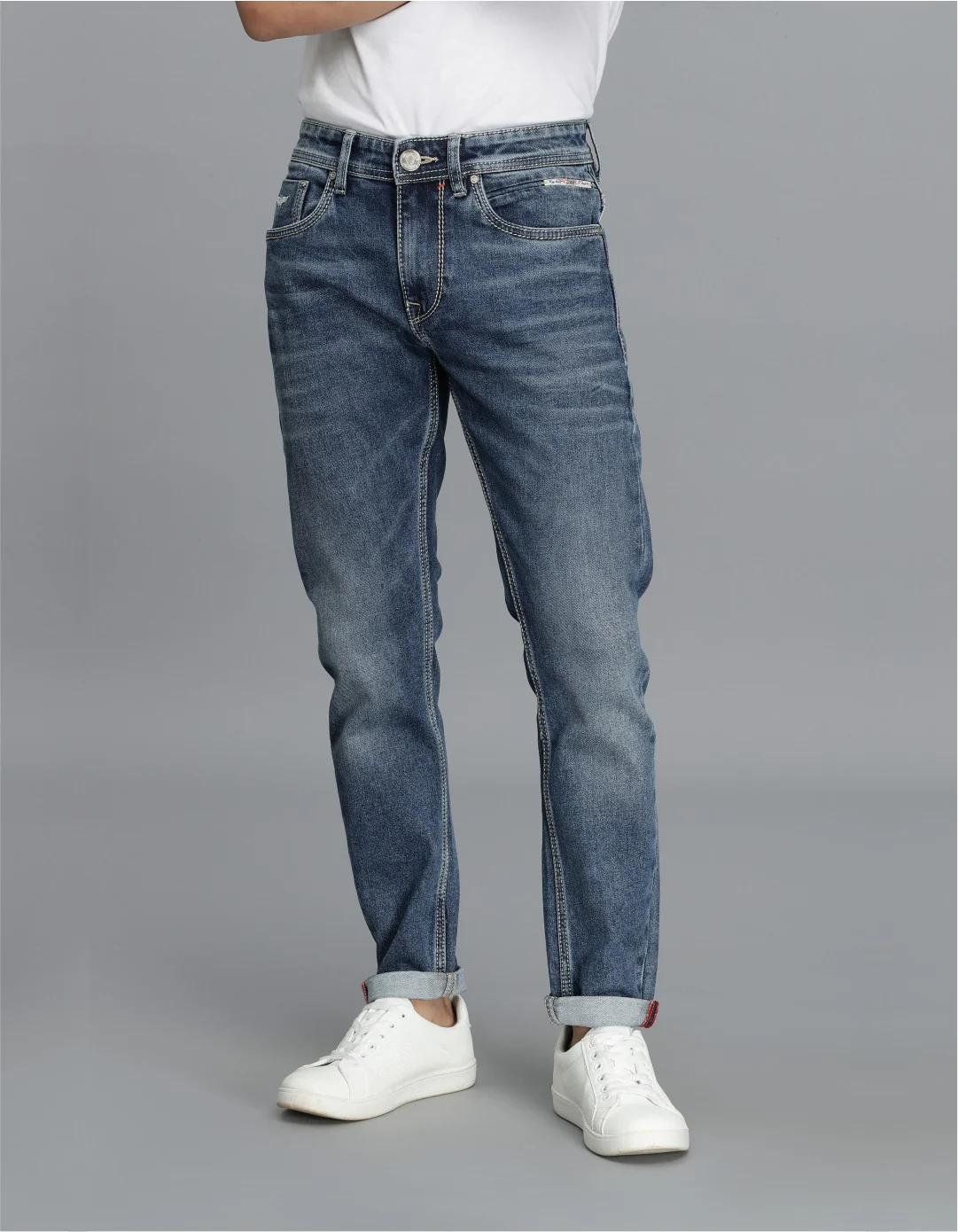 Med Blue 5 Pocket Low-Rise Ankle Length jeans