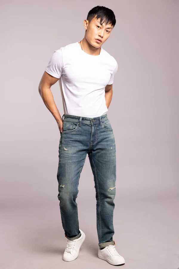 Med Blue 5 Pocket Low-Rise Ankle Length Jeans - Image 2
