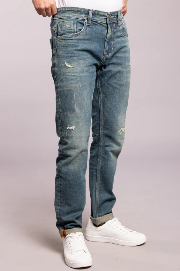 Med Blue 5 Pocket Low-Rise Ankle Length Jeans - Image 4