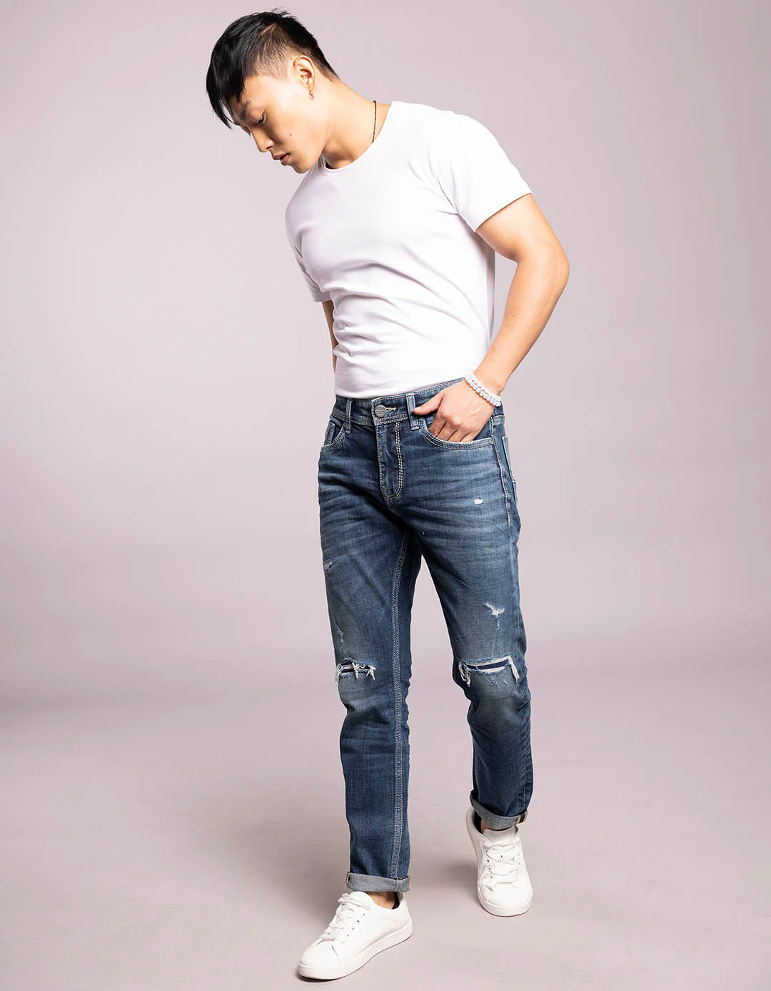 Med Blue 5 Pocket Low-Rise Ankle Length Jeans - Image 2