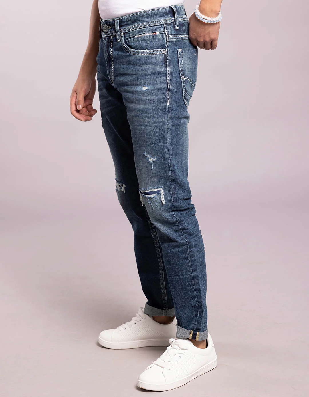 Med Blue 5 Pocket Low-Rise Ankle Length Jeans - Image 3