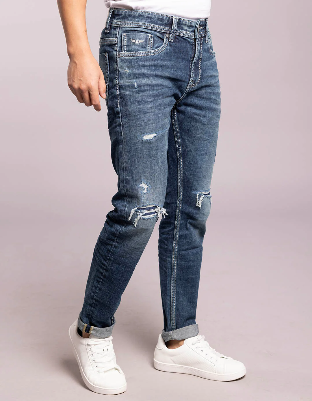 Med Blue 5 Pocket Low-Rise Ankle Length Jeans - Image 4