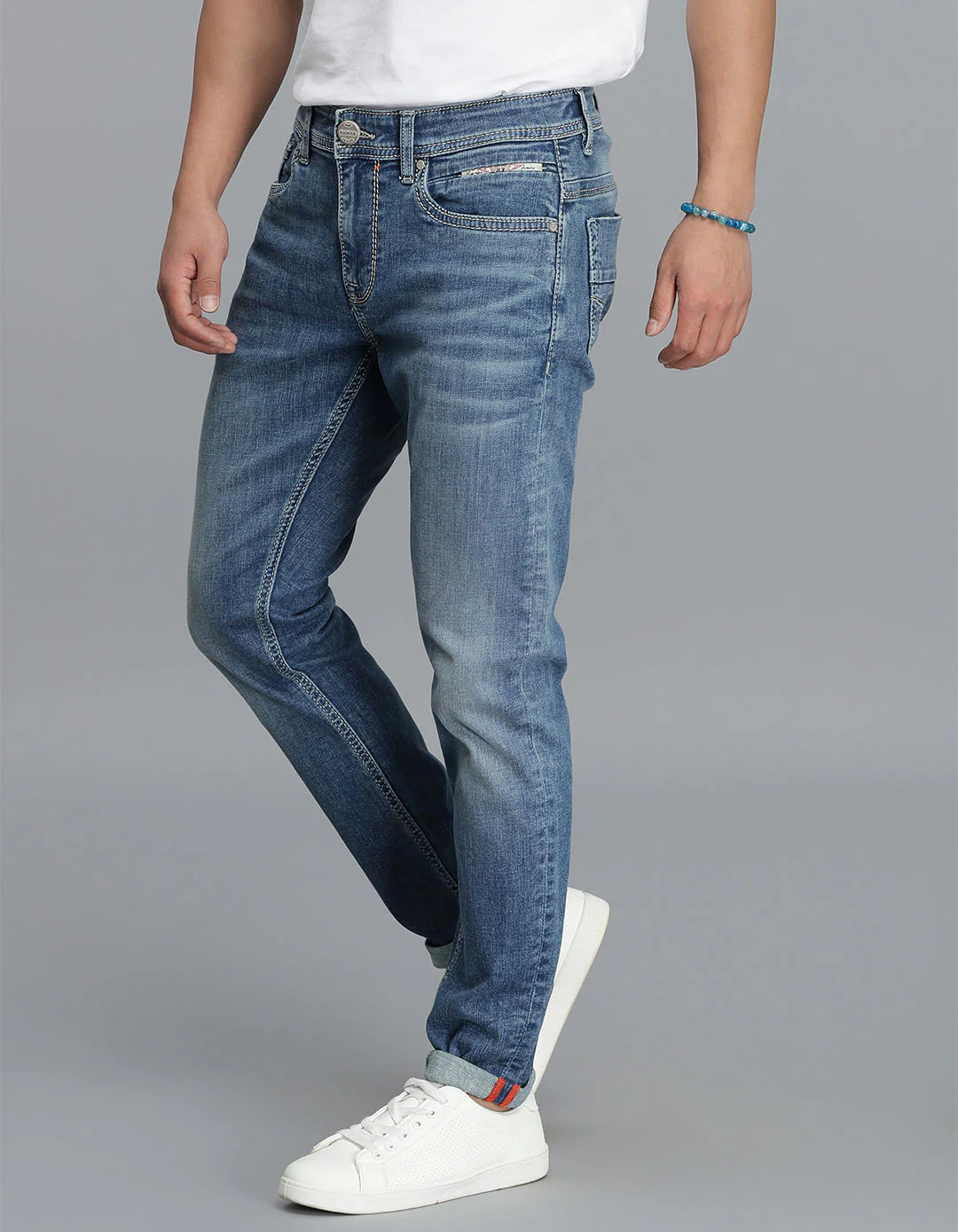 Med Blue 5 Pocket Low-Rise Ankle Length Jeans - Image 3