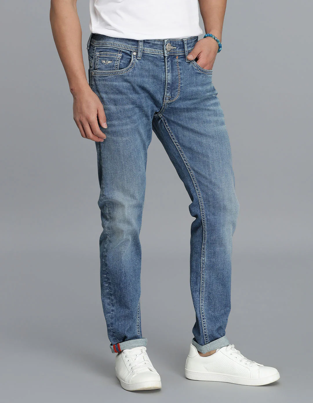 Med Blue 5 Pocket Low-Rise Ankle Length Jeans - Image 4