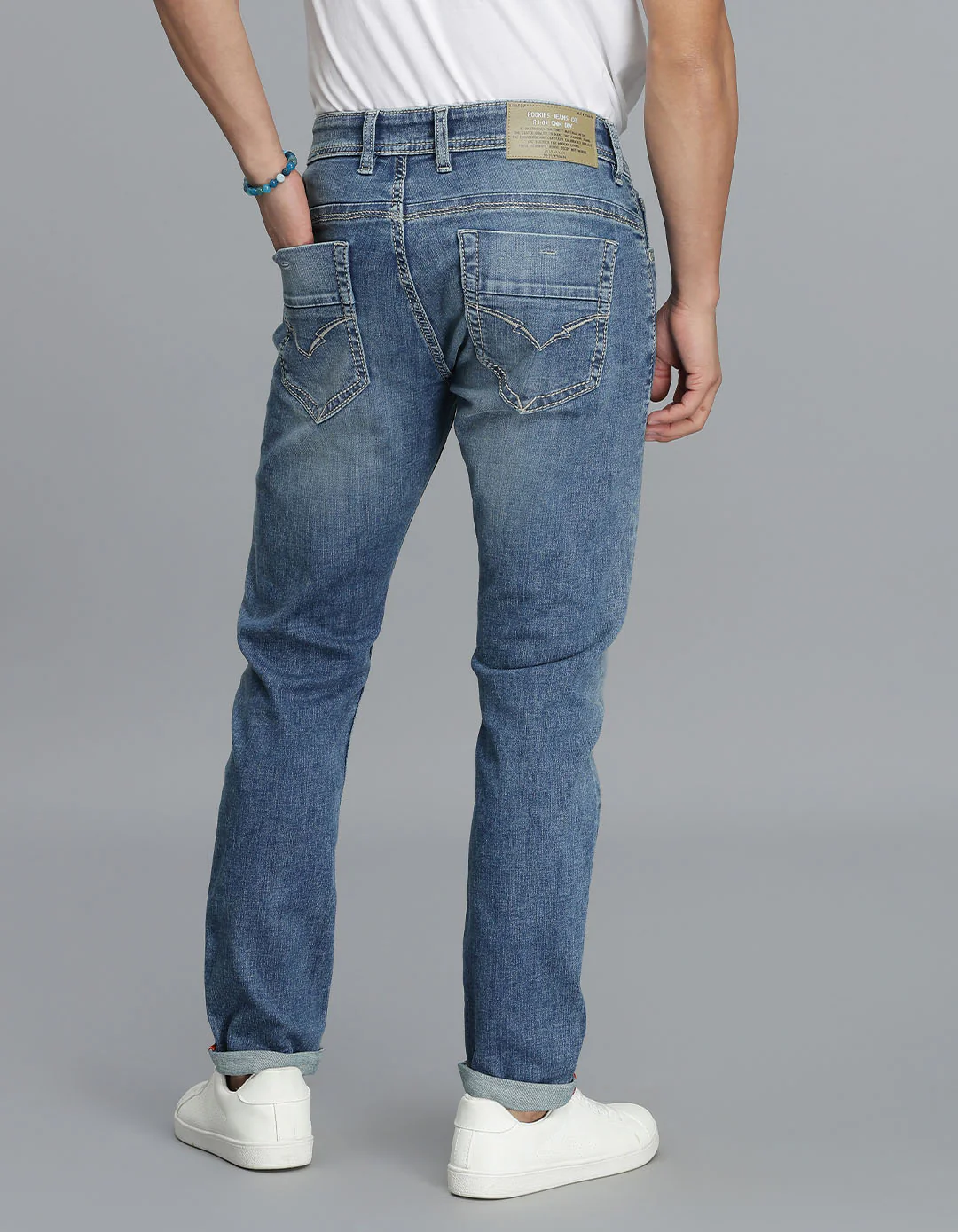 Med Blue 5 Pocket Low-Rise Ankle Length Jeans - Image 5