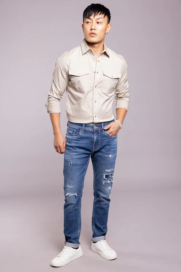 Med Blue 5 Pocket Low-Rise Ankle Length Jeans - Image 2
