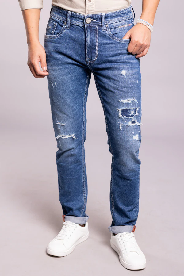 Med Blue 5 Pocket Low-Rise Ankle Length Jeans - Image 5