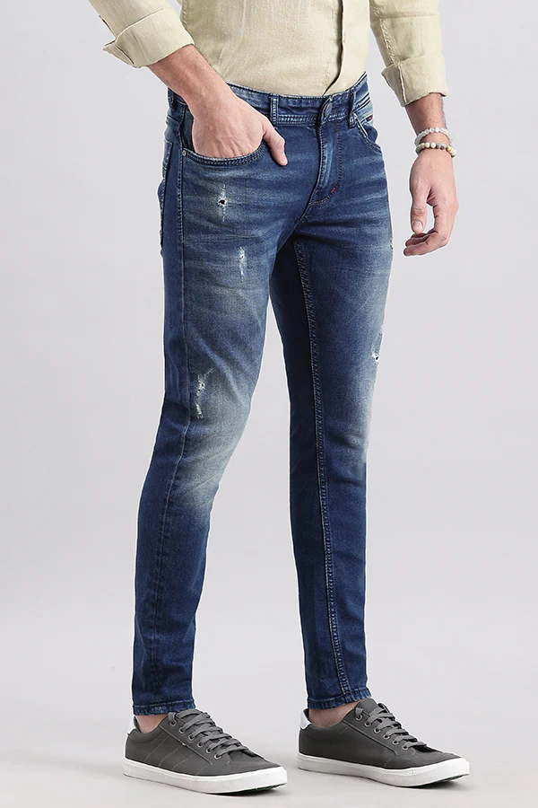 Med Blue 5 Pocket Low-Rise Ankle Length Jeans - Image 3