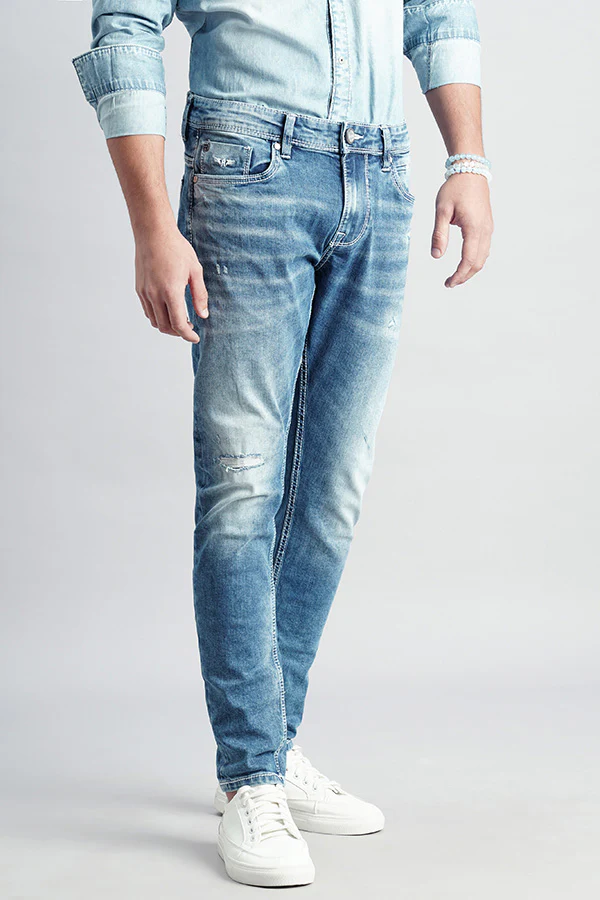 Med Blue 5 Pocket Low-Rise Ankle Length Jeans - Image 3