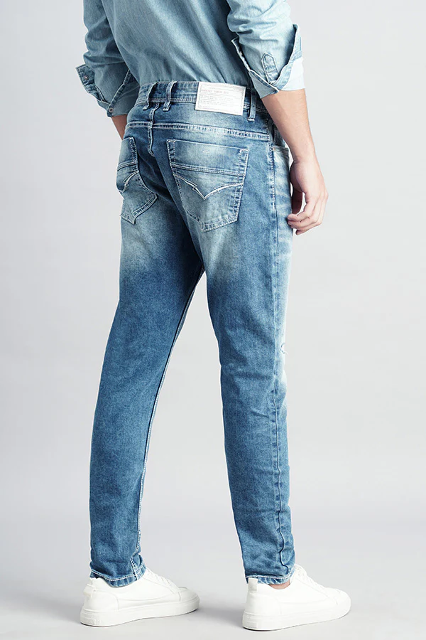 Med Blue 5 Pocket Low-Rise Ankle Length Jeans - Image 4