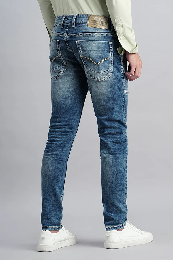 Med Blue 5 Pocket Low-Rise Ankle Length Jeans - Image 4