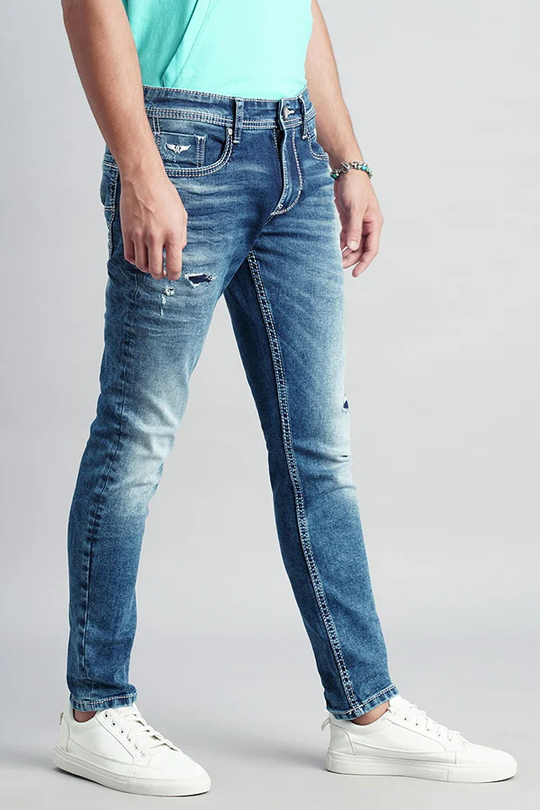 Med Blue 5 Pocket Low-Rise Ankle Length Jeans - Image 3