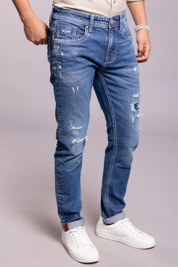 Med Blue 5 Pocket Low-Rise Ankle Length Jeans - Image 6