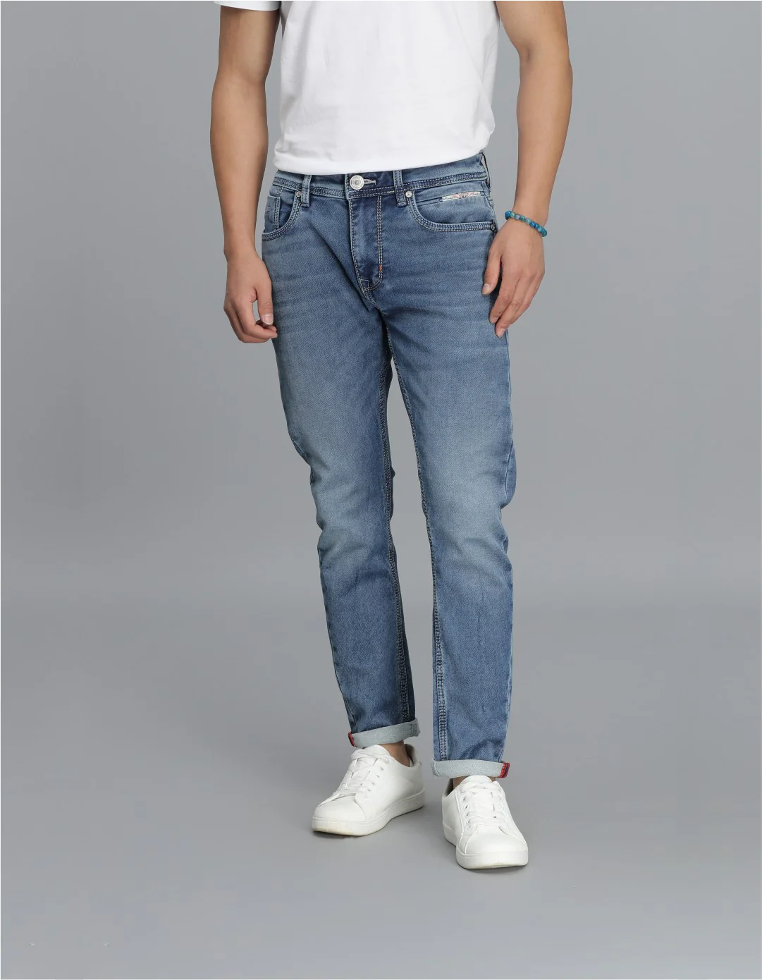 Med Blue 5 Pocket Low-Rise Ankle Length jeans