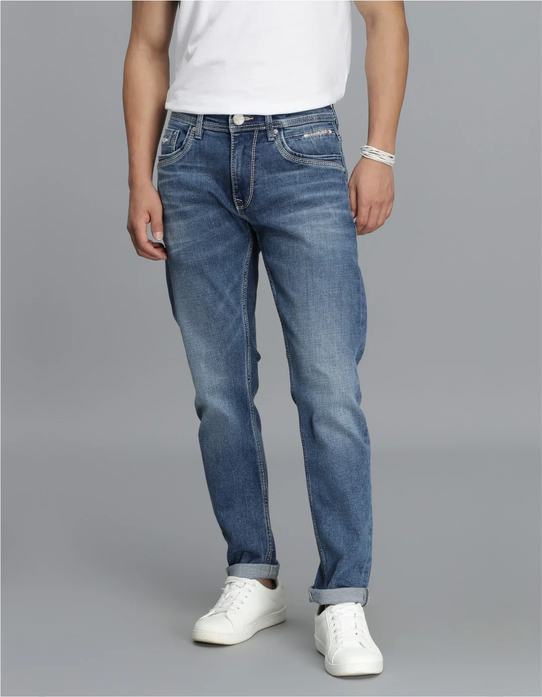 Med Blue 5 Pocket Low-Rise Ankle Length jeans