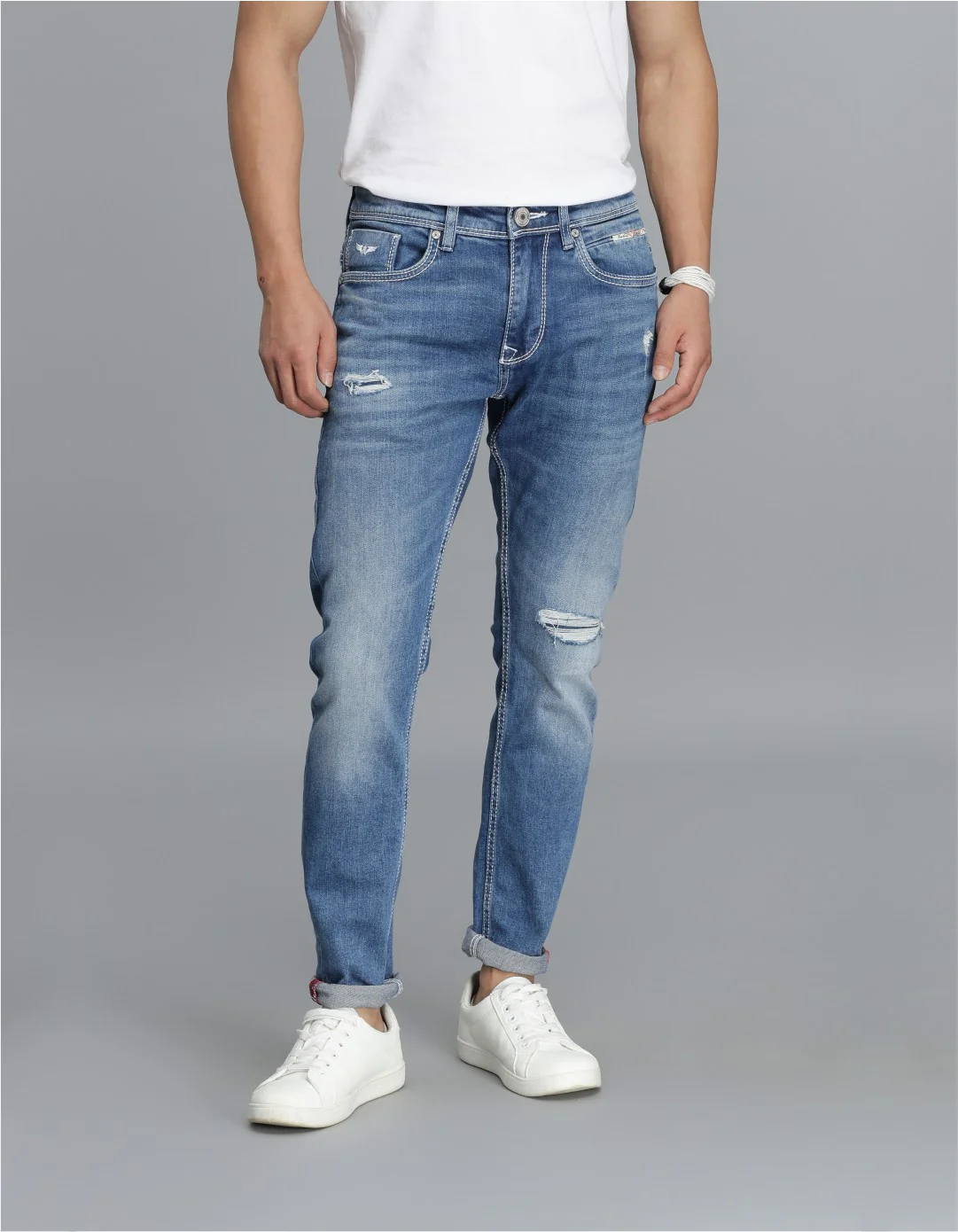 Med Blue 5 Pocket Low-Rise Ankle Length jeans