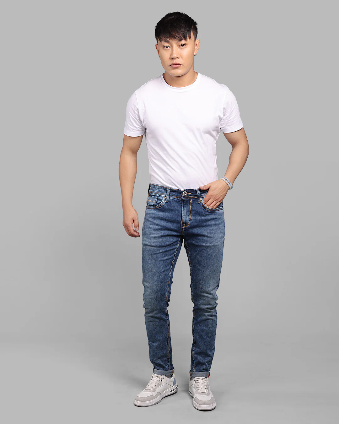Med Blue 5 Pocket Low-Rise Ankle Length Stretch Jeans - Image 2