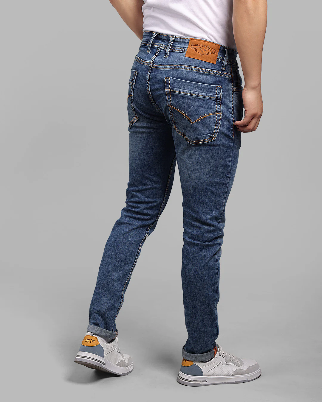 Med Blue 5 Pocket Low-Rise Ankle Length Stretch Jeans - Image 5
