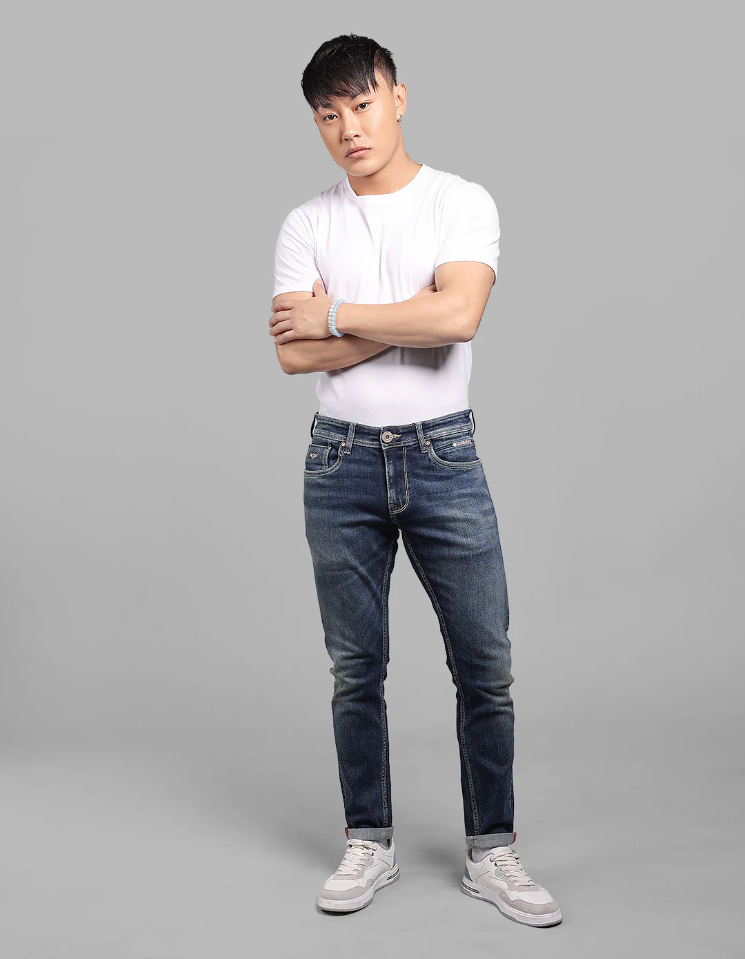 Med Blue 5 Pocket Low-Rise Ankle Length Stretch Jeans - Image 2