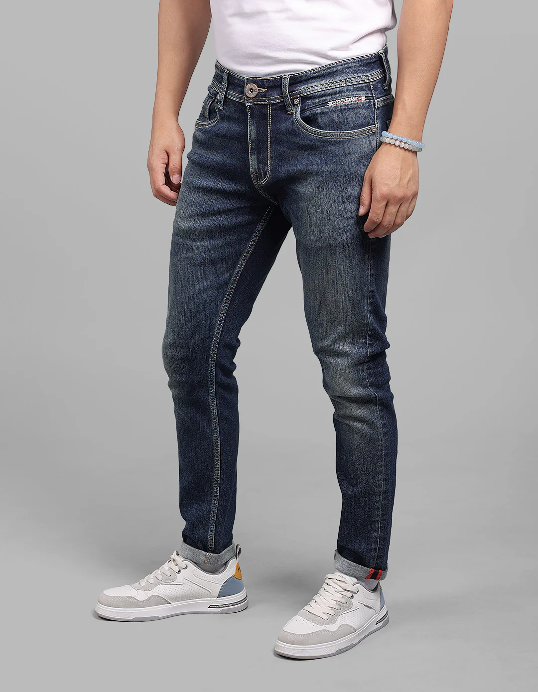 Med Blue 5 Pocket Low-Rise Ankle Length Stretch Jeans - Image 3