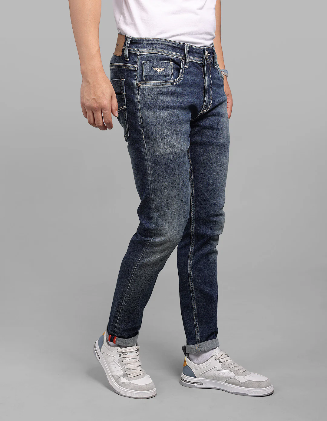 Med Blue 5 Pocket Low-Rise Ankle Length Stretch Jeans - Image 4
