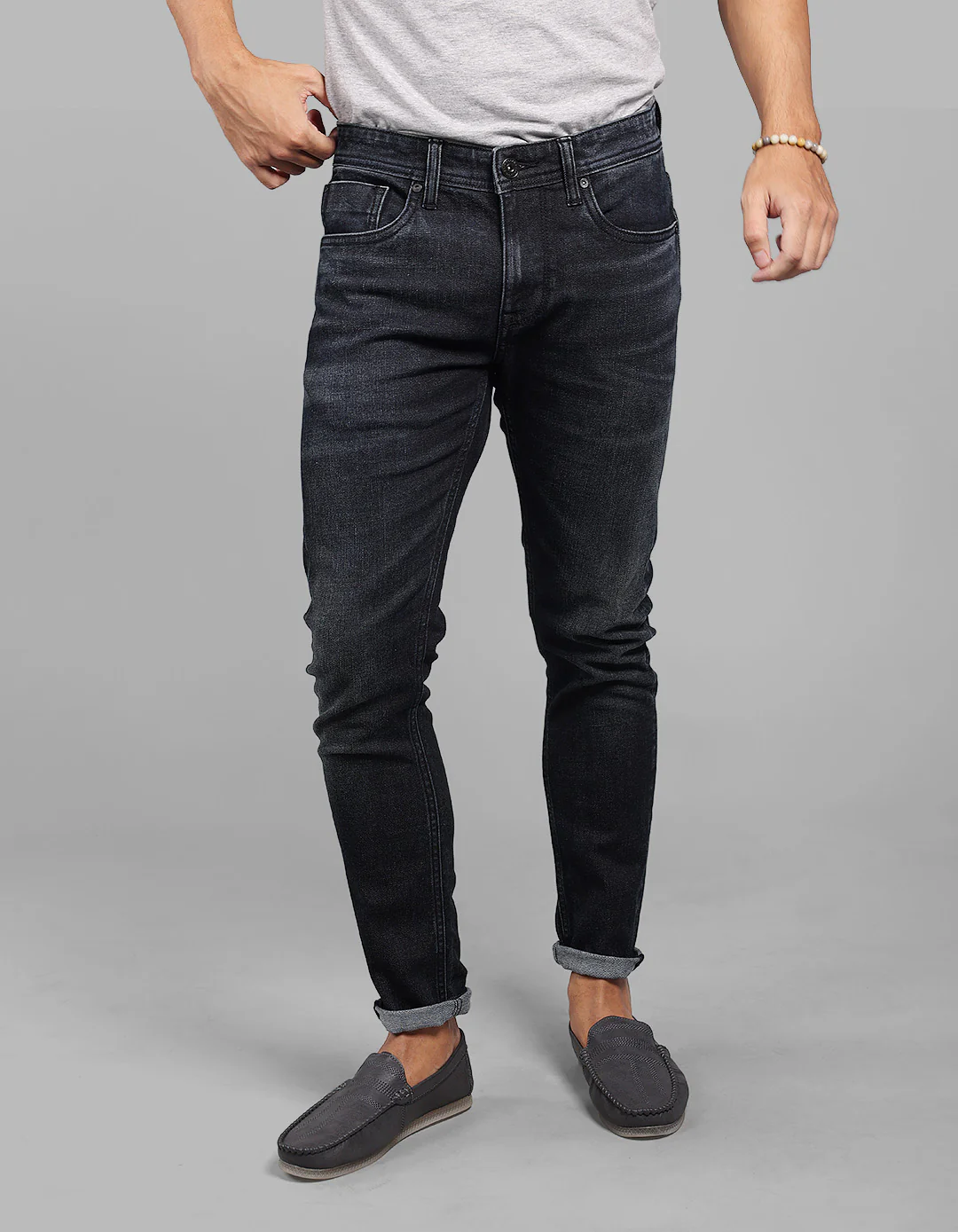Med Blue 5 Pocket Low-Rise Ankle Length Stretch Jeans