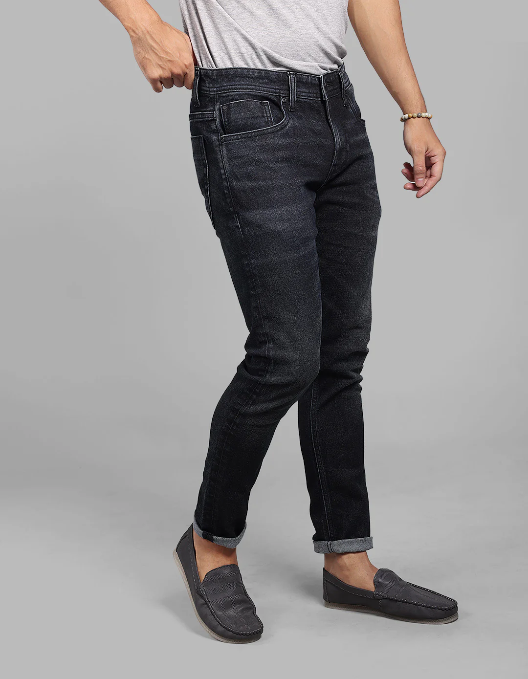 Med Blue 5 Pocket Low-Rise Ankle Length Stretch Jeans - Image 4