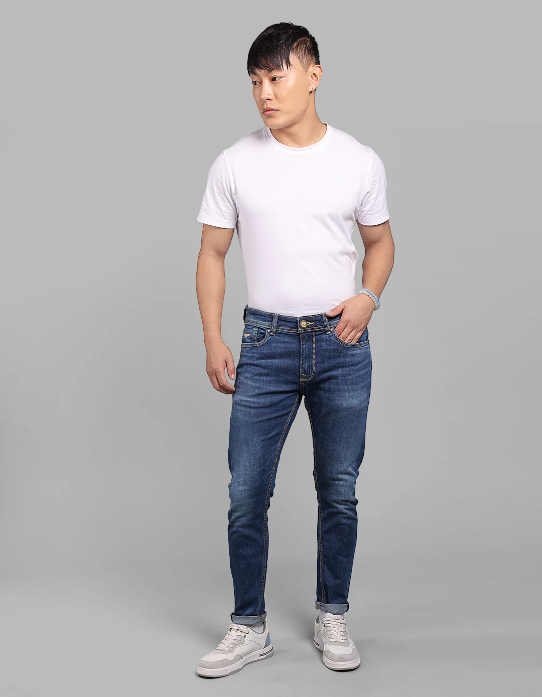 Med Blue 5 Pocket Low-Rise Ankle Length Stretch Jeans - Image 2