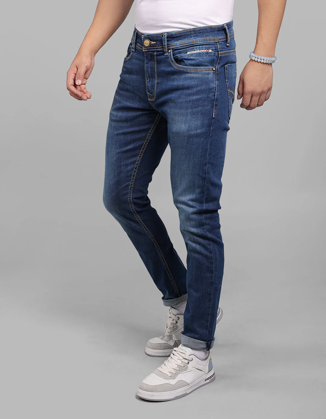 Med Blue 5 Pocket Low-Rise Ankle Length Stretch Jeans - Image 3
