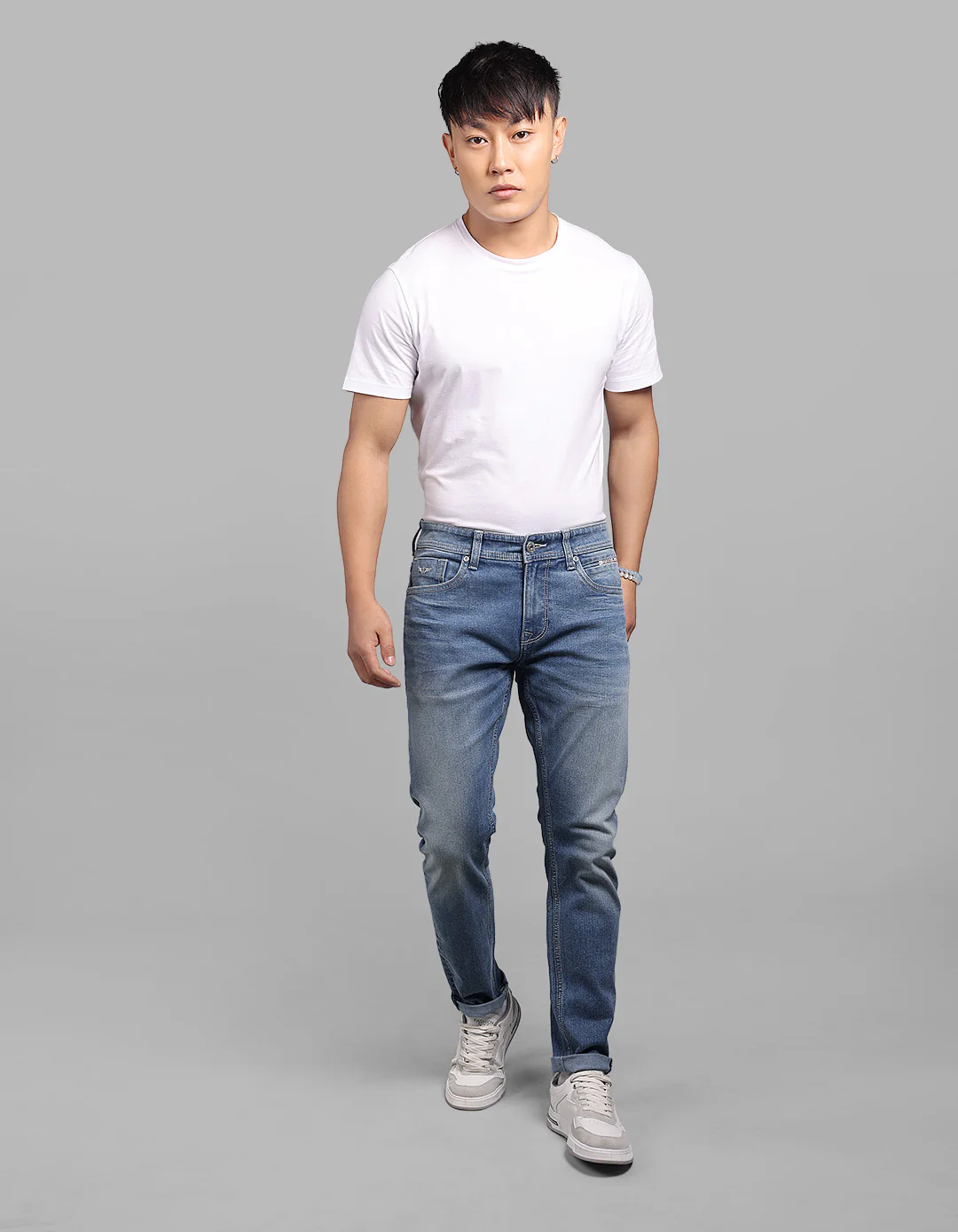 Med Blue 5 Pocket Low-Rise Ankle Length Stretch Jeans - Image 2