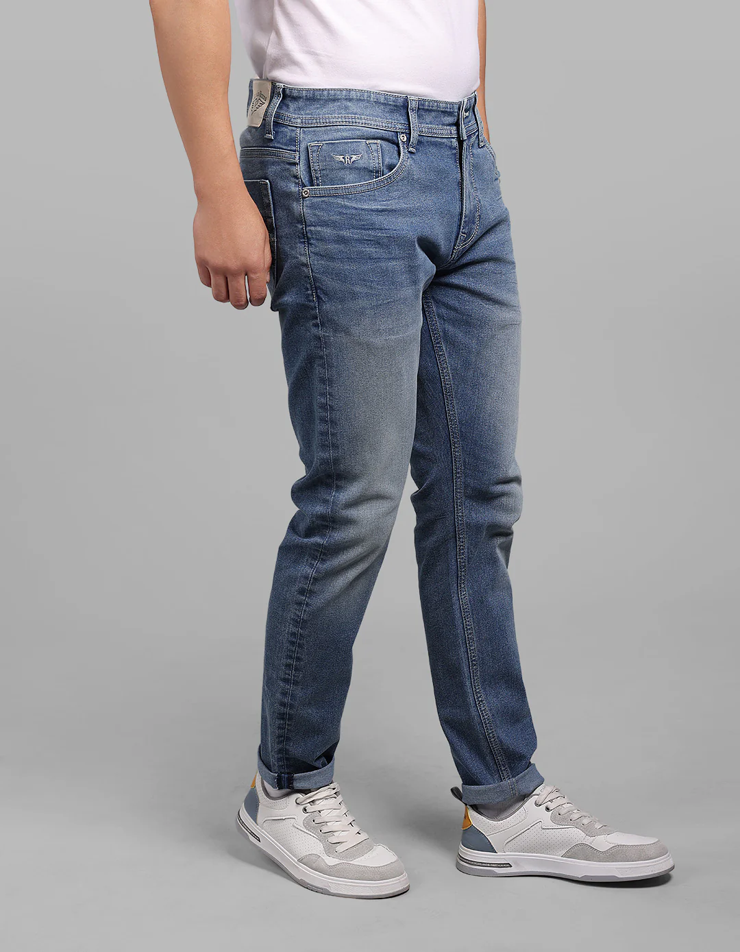 Med Blue 5 Pocket Low-Rise Ankle Length Stretch Jeans - Image 4