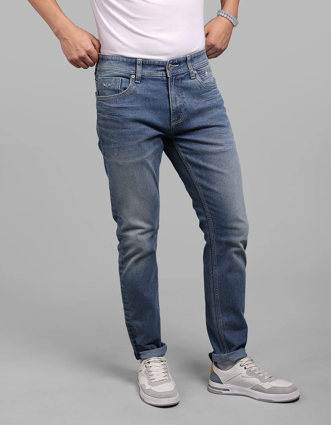 Med Blue 5 Pocket Low-Rise Ankle Length Stretch Jeans - Image 5