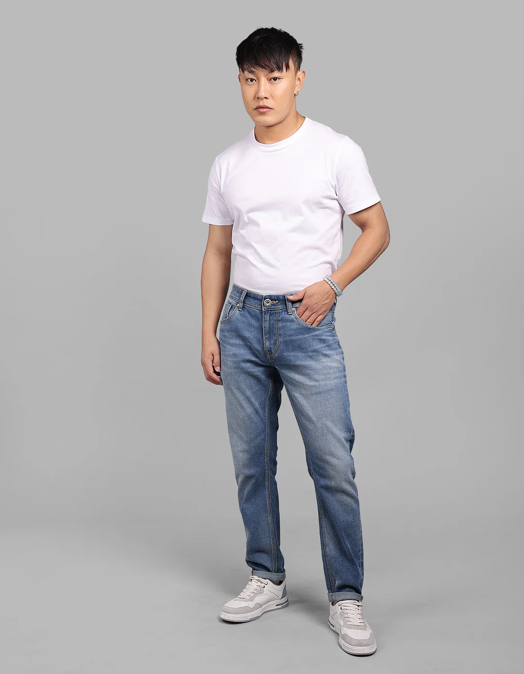Med Blue 5 Pocket Low-Rise Ankle Length Stretch Jeans - Image 2