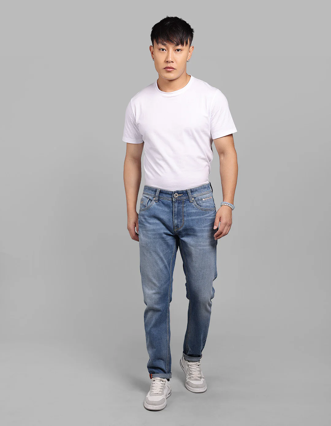 Med Blue 5 Pocket Low-Rise Ankle Length Stretch Jeans - Image 3