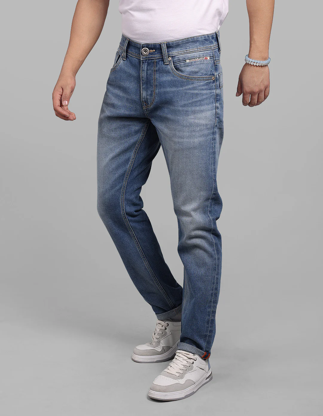 Med Blue 5 Pocket Low-Rise Ankle Length Stretch Jeans - Image 4