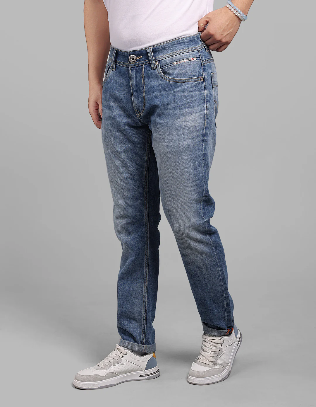 Med Blue 5 Pocket Low-Rise Ankle Length Stretch Jeans - Image 5