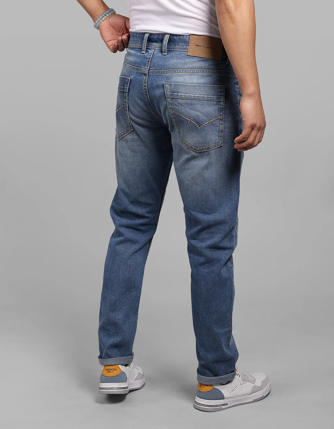 Med Blue 5 Pocket Low-Rise Ankle Length Stretch Jeans - Image 6