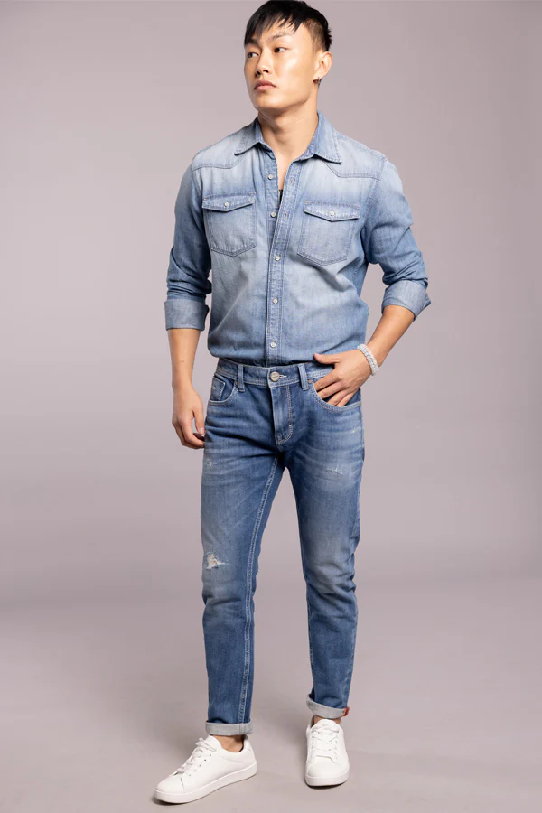 Med Blue 5 Pocket Low-Rise Ankle Length Jeans - Image 2