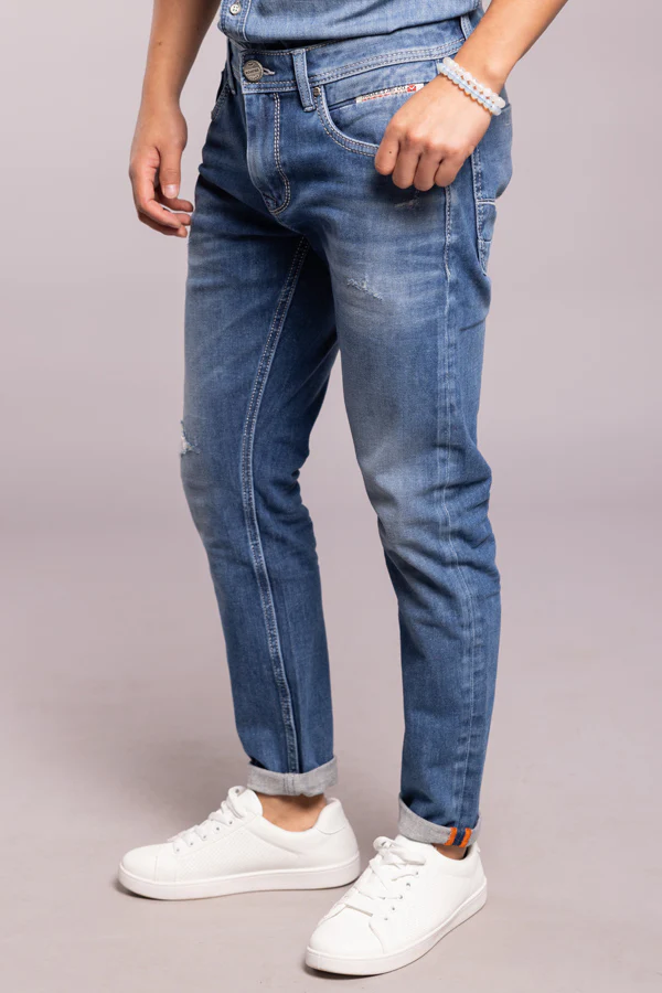 Med Blue 5 Pocket Low-Rise Ankle Length Jeans - Image 3