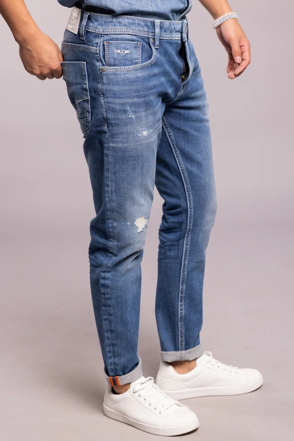 Med Blue 5 Pocket Low-Rise Ankle Length Jeans - Image 4