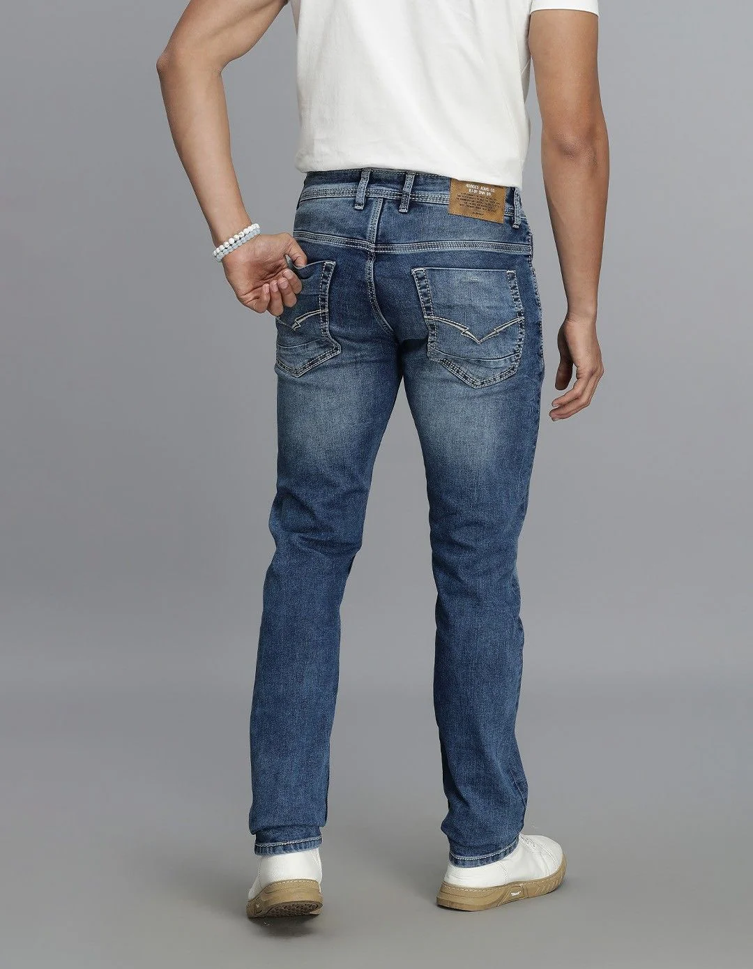 Med Blue 5 Pocket Mid-Rise Slim Straight Fit jeans - Image 6